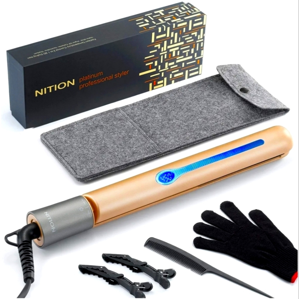 Ceramic Tourmaline Hair Straighteners LCD Flat Iron MCH Fast Heating Up